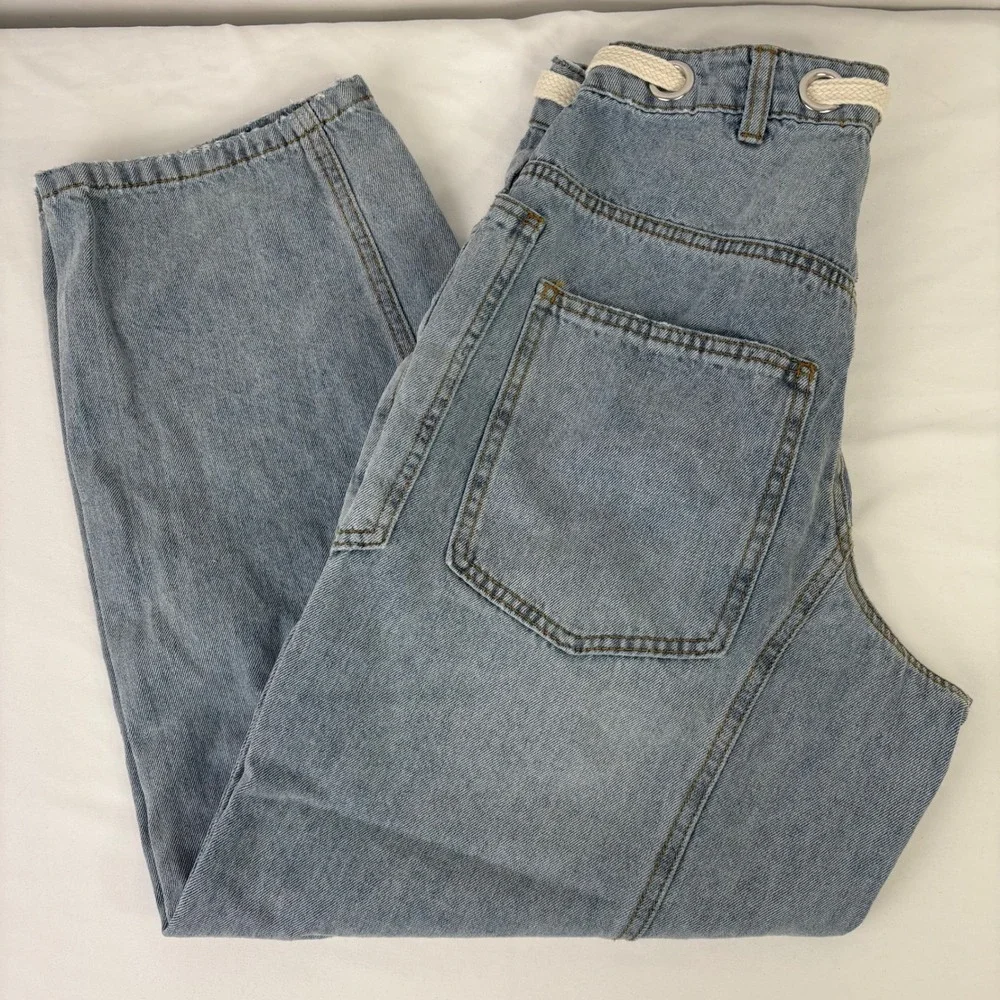 Cali 1850 Barrel Cropped Mid Rise Button Fly Denim‎ Jeans Women's Size 3 (26x25)